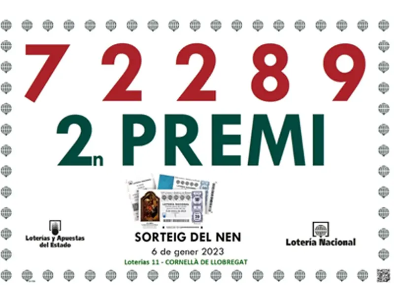  Imagen del 2º Premio del Sorteo del Niño 2023 vendido en La Manita de Oro
